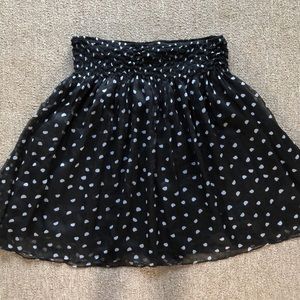 black & white polka-dot skirt